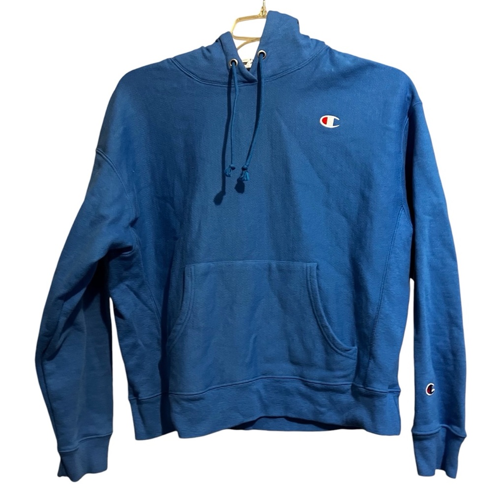 EUC CHAMPION women’s reverse weave periwinkle blue cropped hoodie/ size XL